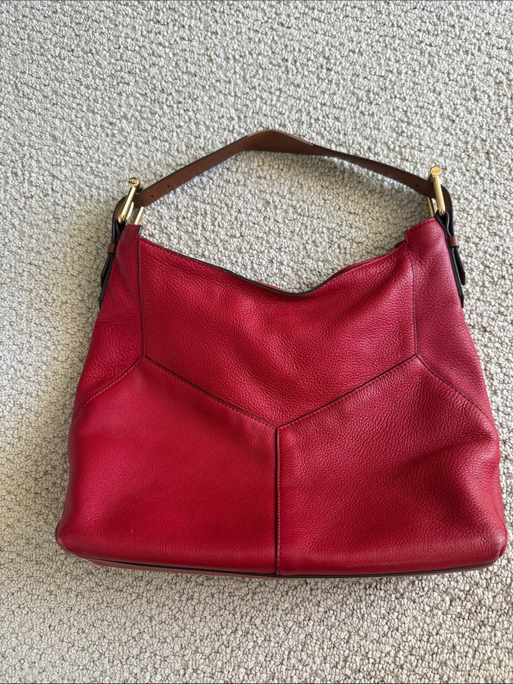 Lauren Ralph Lauren Red Leather Shoulder Bag